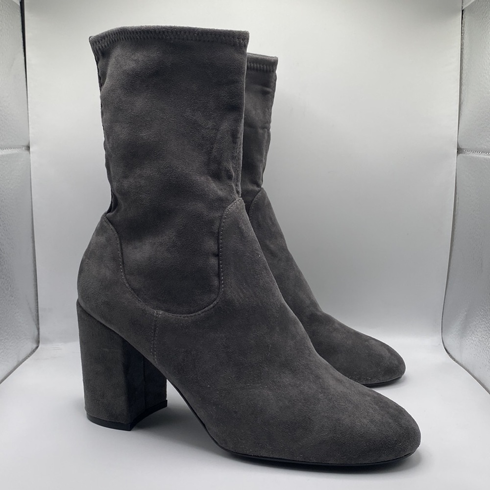 HALOGEN JACY STRETCH SOCK SUEDE BOOTIES GRAY WOMEN’S SZ 9M